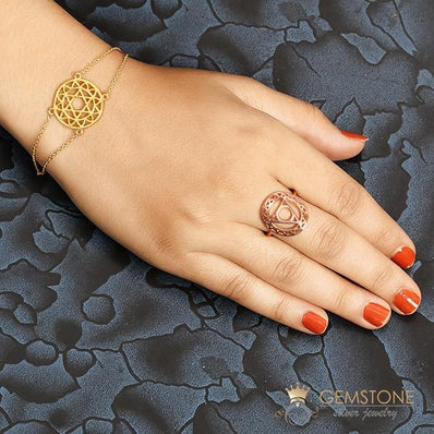 14KT ROSE GOLD -THROAT CHAKRA RING - Gemstone Silver Jewelry