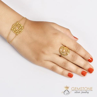 14KT YELLOW GOLD -THROAT CHAKRA RING - Gemstone Silver Jewelry