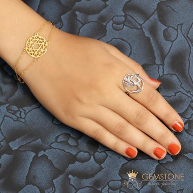 925 STERLING SILVER -OM GOOD KARMA CHAKRA RING - Gemstone Silver Jewelry