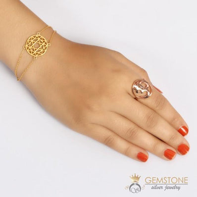 14KT ROSE GOLD -OM GOOD KARMA CHAKRA RING - Gemstone Silver Jewelry