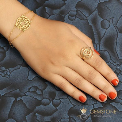 14KT YELLOW GOLD -BROW CHAKRA RING - Gemstone Silver Jewelry