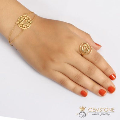 14KT YELLOW GOLD -BROW CHAKRA RING - Gemstone Silver Jewelry