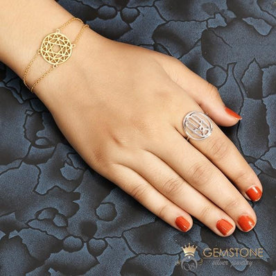 925 STERLING SILVER -HAND OF FATIMA GOOD KARMA CHAKRA RING - Gemstone Silver Jewelry