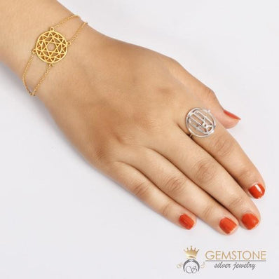 925 STERLING SILVER -HAND OF FATIMA GOOD KARMA CHAKRA RING - Gemstone Silver Jewelry
