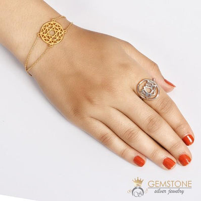 925 STERLING SILVER -LOTUS GOOD KARMA CHAKRA RING - Gemstone Silver Jewelry