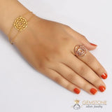 14KT ROSE GOLD -LOTUS GOOD KARMA CHAKRA RING - gemstonesilverjewelryus
