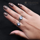 Moonstone Ring-Celtic Flame - Gemstone Silver Jewelry