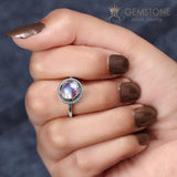 Moonstone Ring-Fiery Ornament - Gemstone Silver Jewelry