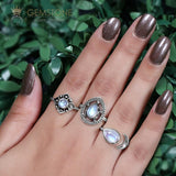 Moonstone Ring-Celestial Tear - Gemstone Silver Jewelry