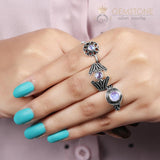 Moonstone Ring-Floral Glee - Gemstone Silver Jewelry