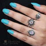 Moonstone Ring-Fatima Blessing - Gemstone Silver Jewelry