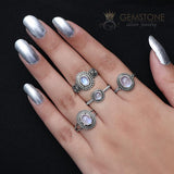Moonstone Ring-Rounded Flair - gemstonesilverjewelryus