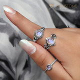 Moonstone Ring-Cloudy Shield - Gemstone Silver Jewelry