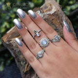 Moonstone Ring-Gothic Vision - Gemstone Silver Jewelry