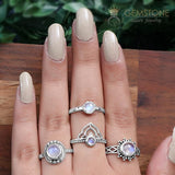 Moonstone Ring-Brilliant Crown - Gemstone Silver Jewelry