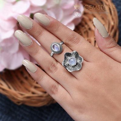 Moonstone Ring-Blossom Bliss