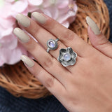 Moonstone Ring-Blossom Bliss - Gemstone Silver Jewelry