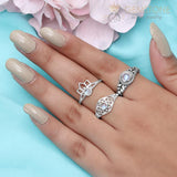 Moonstone Ring-Glittering Petals - Gemstone Silver Jewelry