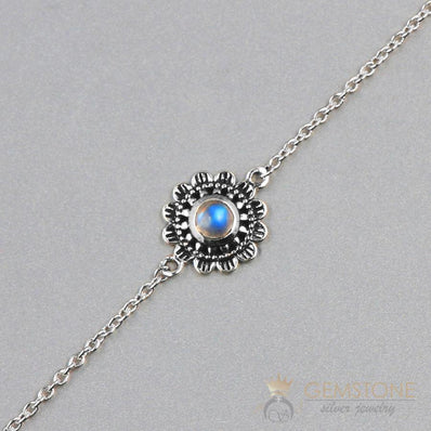 Moonstone Bracelet-Moonflower - gemstonesilverjewelryus