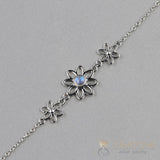 Moonstone Bracelet-Rainbow Flowers - Gemstone Silver Jewelry