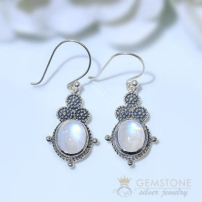 Moonstone Earring-Stardust Sigil - Gemstone Silver Jewelry