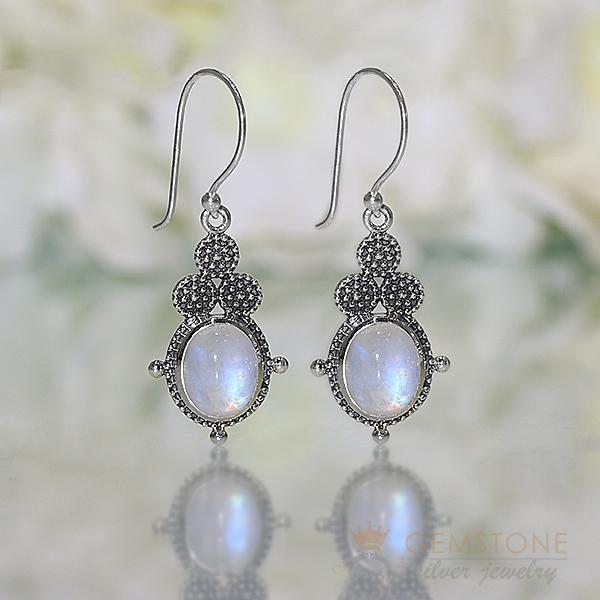Moonstone Earring-Stardust Sigil - Gemstone Silver Jewelry