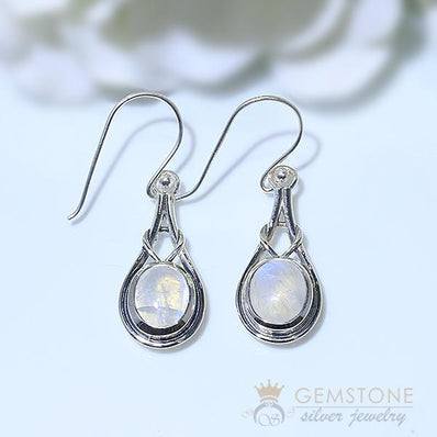 Moonstone Earring-Affectionate Knot - Gemstone Silver Jewelry