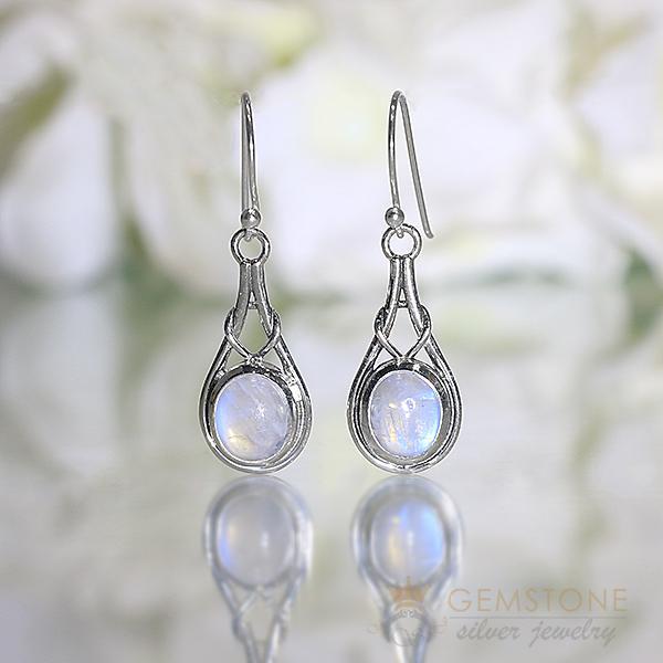 Moonstone Earring-Affectionate Knot - Gemstone Silver Jewelry