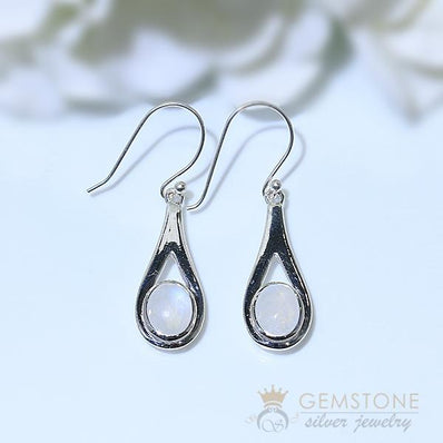 Moonstone Earring-Azure Beauty - Gemstone Silver Jewelry