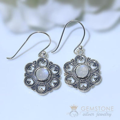 Moonstone Earring-Blossom - Gemstone Silver Jewelry
