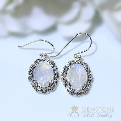 Moonstone Earring-Blue Moon - Gemstone Silver Jewelry