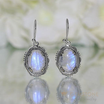 Moonstone Earring-Blue Moon - Gemstone Silver Jewelry