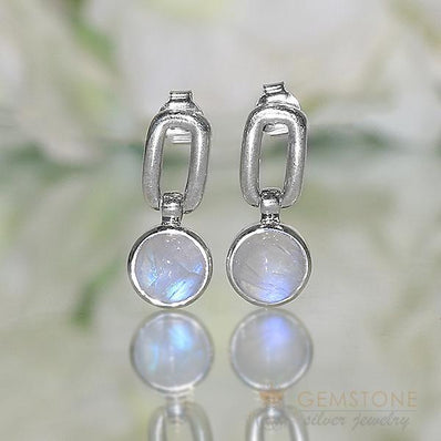 Moonstone Earring-Bonding Connection - Gemstone Silver Jewelry