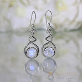 Moonstone Earring-Braided Mermaid - Gemstone Silver Jewelry