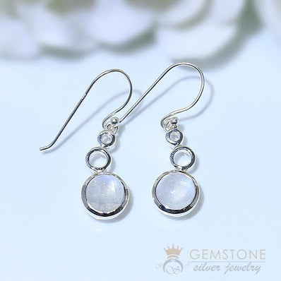 Moonstone Earring-Bubble Leaf - Gemstone Silver Jewelry