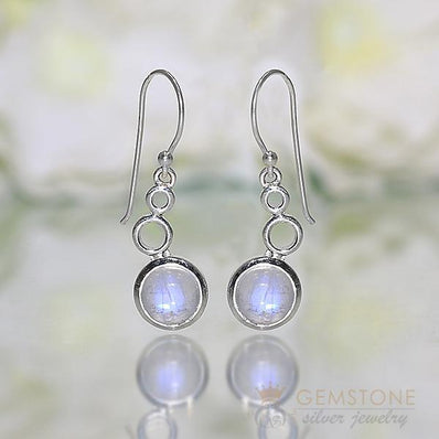 Moonstone Earring-Bubble Leaf - Gemstone Silver Jewelry