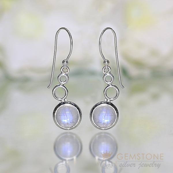 Moonstone Earring-Bubble Leaf - Gemstone Silver Jewelry