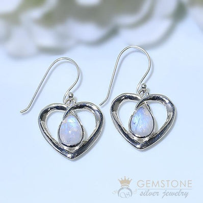 Moonstone Earring-Cherishing Bond - Gemstone Silver Jewelry