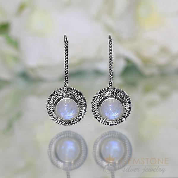 Moonstone Earring-Circle Of Life - Gemstone Silver Jewelry