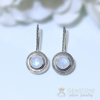 Moonstone Earring-Circle Of Life - Gemstone Silver Jewelry