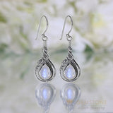 Moonstone Earring-Coral Delight - Gemstone Silver Jewelry