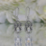 Moonstone Earring-Crisp Flame - Gemstone Silver Jewelry