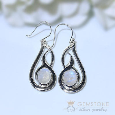 Moonstone Earring-Enchanting Aura - Gemstone Silver Jewelry