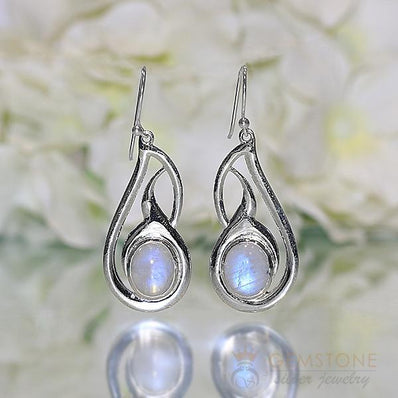 Moonstone Earring-Enchanting Aura - Gemstone Silver Jewelry