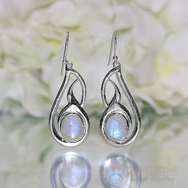 Moonstone Earring-Enchanting Aura - Gemstone Silver Jewelry