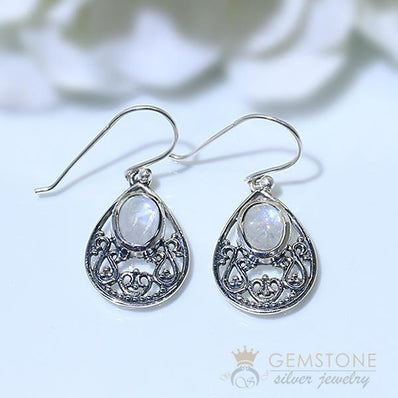 Moonstone Earring-Flawless Hymn - Gemstone Silver Jewelry