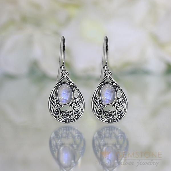 Moonstone Earring-Flawless Hymn - Gemstone Silver Jewelry