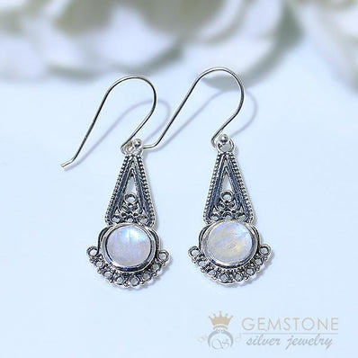 Moonstone Earring-Fond Desire - Gemstone Silver Jewelry