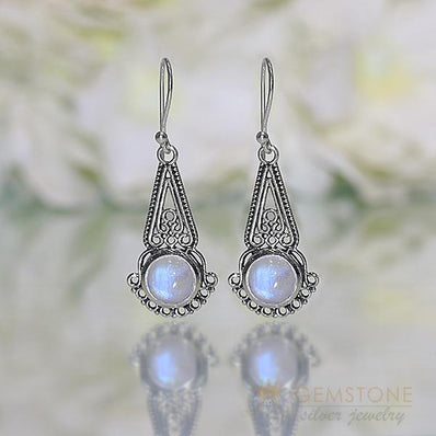 Moonstone Earring-Fond Desire - Gemstone Silver Jewelry