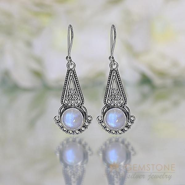 Moonstone Earring-Fond Desire - Gemstone Silver Jewelry